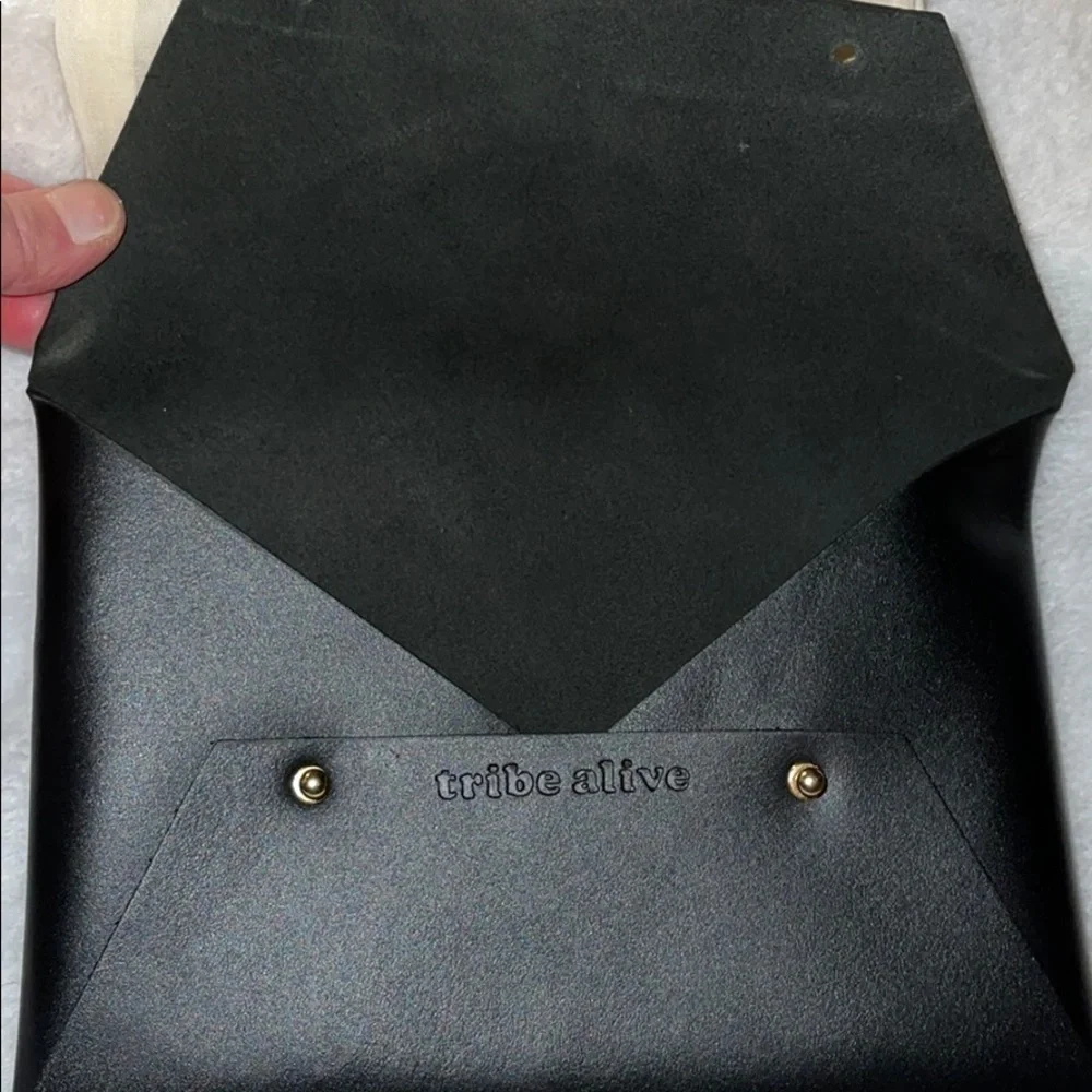 Tribe Alive Black Simple Envelope Clutch - DustBag
